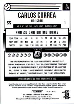 2018 Donruss Optic - Shock #129 Carlos Correa Back