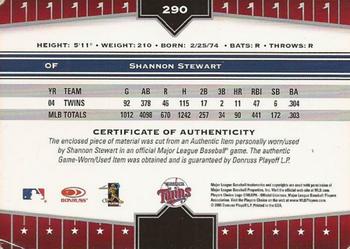 2005 Donruss Champions - Impressions Material #290 Shannon Stewart Back