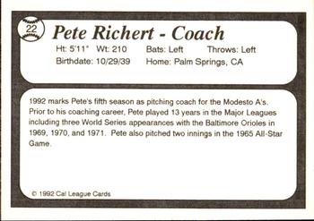 1992 Cal League All-Stars #22 Pete Richert Back