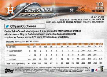 2018 Topps Chrome - Refractor #103 Carlos Correa Back