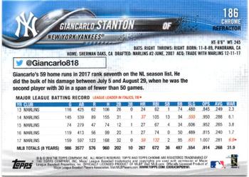 2018 Topps Chrome - Refractor #186 Giancarlo Stanton Back