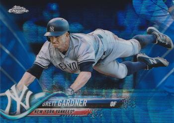 2018 Topps Chrome - Blue Wave Refractor #109 Brett Gardner Front