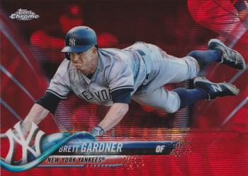 2018 Topps Chrome - Red Wave Refractor #109 Brett Gardner Front