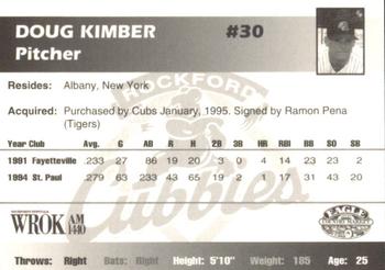 1995 Rockford Cubbies #NNO Doug Kimbler Back
