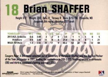 2018 Grandstand Kane County Cougars #26 Brian Shaffer Back