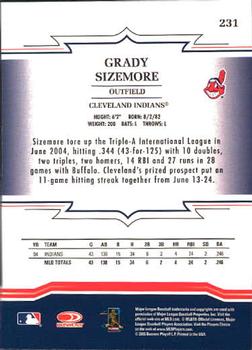 2005 Donruss Throwback Threads #231 Grady Sizemore Back