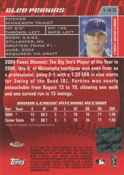 2005 Finest #143 Glen Perkins Back