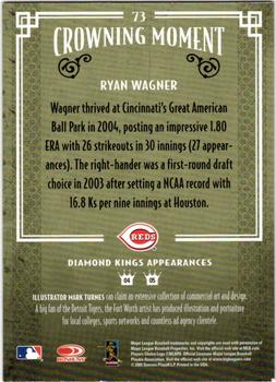 2005 Donruss Diamond Kings - Framed Red #73 Ryan Wagner Back