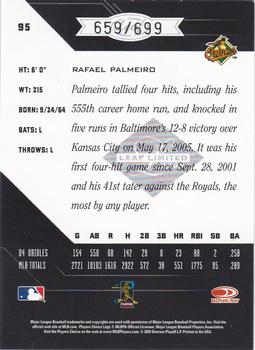 2005 Leaf Limited #95 Rafael Palmeiro Back