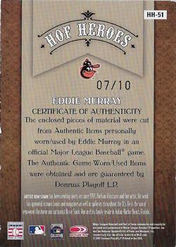 2005 Donruss Diamond Kings - HOF Heroes Materials Framed Green #HH-51 Eddie Murray Back