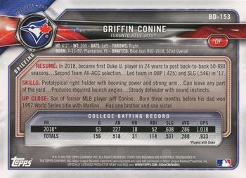 2018 Bowman Draft #BD-153 Griffin Conine Back
