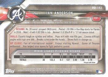 2018 Bowman Draft #BD-183 Ian Anderson Back