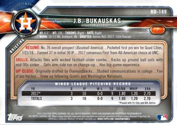2018 Bowman Draft #BD-189 J.B. Bukauskas Back