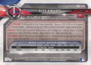 2018 Bowman Draft #BD-199 Alex Kiriloff Back