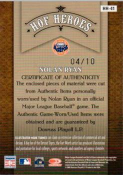 2005 Donruss Diamond Kings - HOF Heroes Signature Materials Gold #HH-41 Nolan Ryan Back