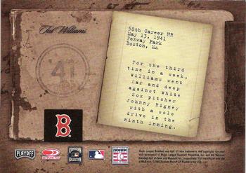 2005 Playoff Prime Cuts - Biography #NNO Ted Williams Back