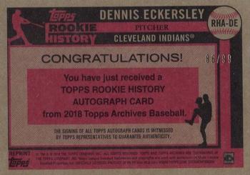 2018 Topps Archives - Topps Rookie History Autographs #RHA-DE Dennis Eckersley Back