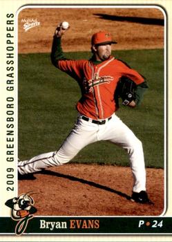 2009 MultiAd Greensboro Grasshoppers #4 Bryan Evans Front