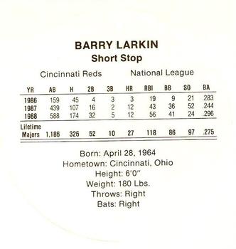 1989 Cadaco Discs - Back Variation #NNO Barry Larkin Back