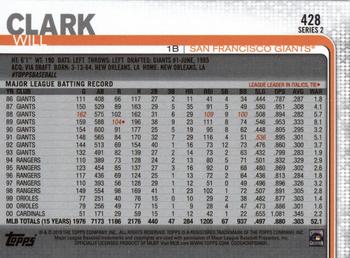 2019 Topps #428 Will Clark Back