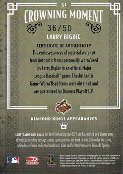 2005 Donruss Diamond Kings - Signature Materials Framed Blue #31 Larry Bigbie Back