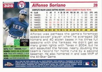 2005 Topps Chrome #325 Alfonso Soriano Back