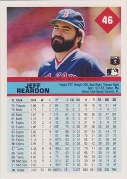 1992 Fleer #46 Jeff Reardon Back