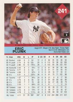 1992 Fleer #241 Eric Plunk Back