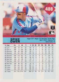 1992 Fleer #488 Spike Owen Back