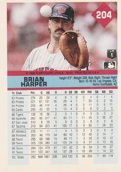 1992 Fleer #204 Brian Harper Back