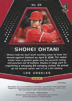 2018 Panini Chronicles - Prizm Holo #23 Shohei Ohtani Back