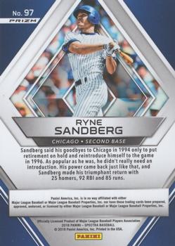 2018 Panini Chronicles - Spectra #97 Ryne Sandberg Back