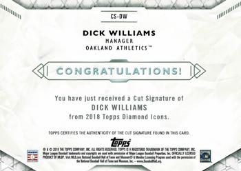 2018 Topps Diamond Icons - Cut Signatures #CS-DW Dick Williams Back
