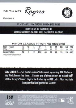 2005 Topps Gallery #168 Michael Rogers Back