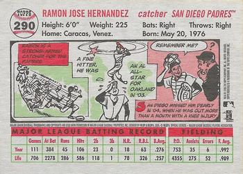 2005 Topps Heritage #290 Ramon Hernandez Back