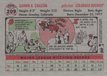 2005 Topps Heritage #209 Shawn Chacon Back