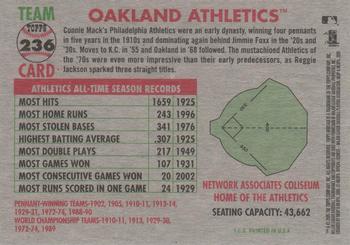 2005 Topps Heritage #236 Oakland Athletics Back