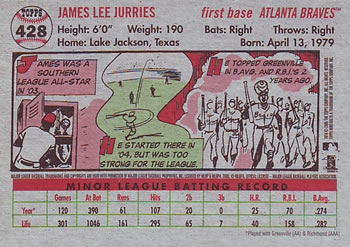 2005 Topps Heritage #428 James Jurries Back