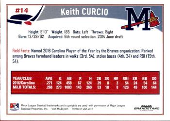 2017 Grandstand Mississippi Braves #5 Keith Curcio Back