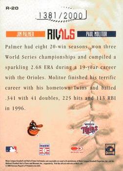 2005 Donruss Leather & Lumber - Rivals #R-20 Jim Palmer / Paul Molitor Back