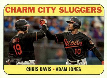 2018 Topps Heritage - Combo Cards #CC-6 Charm City Sluggers (Chris Davis / Adam Jones) Front