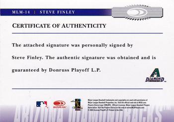 2005 Donruss Prime Patches - Major League Materials Autograph #MLM-14 Steve Finley Back