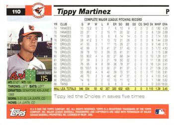 2005 Topps Retired Signature Edition #110 Tippy Martinez Back