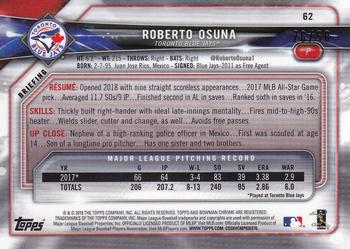 2018 Bowman Chrome - Gold Refractor #62 Roberto Osuna Back