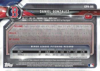 2018 Bowman Chrome - Prospects Autographs #CPA-DG Daniel Gonzalez Back