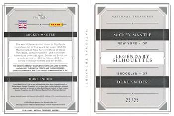 2018 Panini National Treasures - Legendary Silhouette Duals Booklets #LSB-MD Duke Snider / Mickey Mantle Back