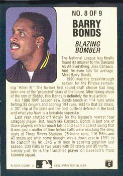 1992 Fleer - Lumber Company #8 Barry Bonds Back