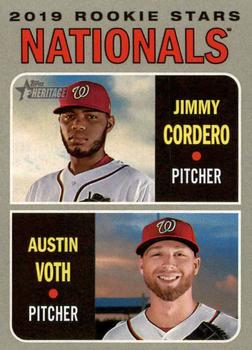 2019 Topps Heritage #154 Nationals 2019 Rookie Stars (Jimmy Cordero / Austin Voth) Front