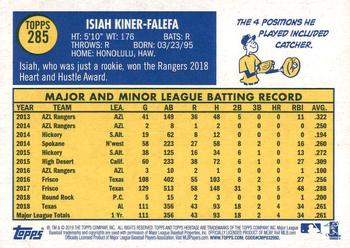 2019 Topps Heritage #285 Isiah Kiner-Falefa Back