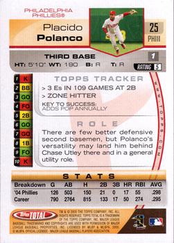 2005 Topps Total #25 Placido Polanco Back